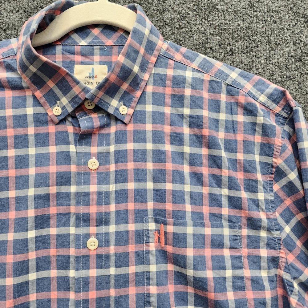Johnnie-O Hangin' Out Men's Plaid Coastal Surf Button Down Cotton Shirt Medium